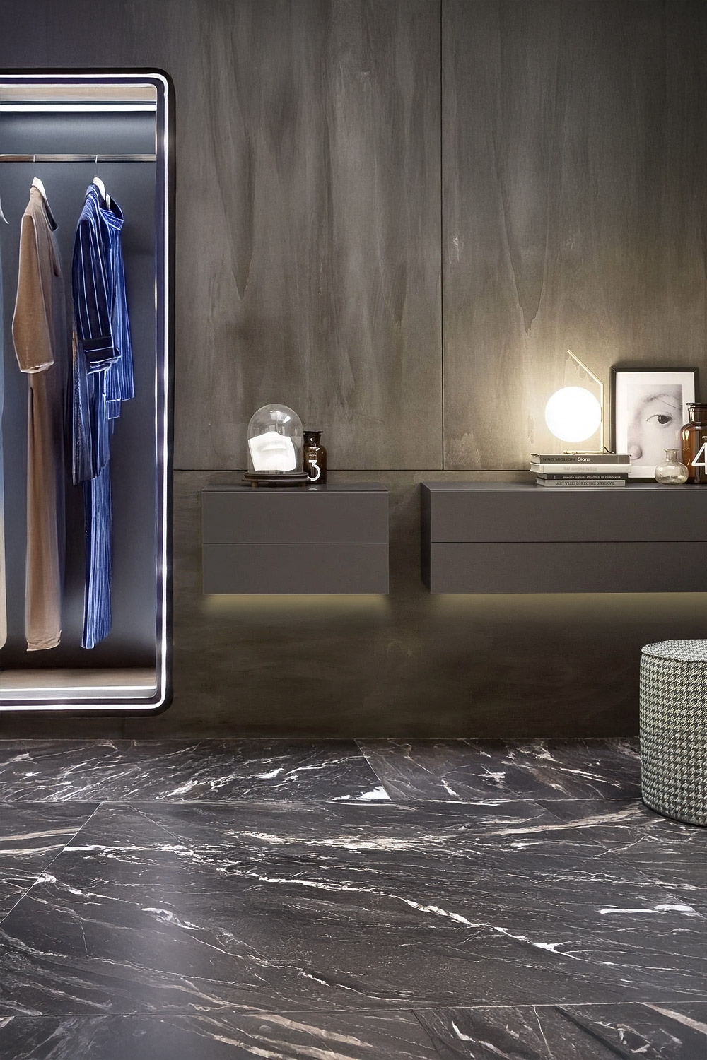 arredamento-futuristico-con-armadio-sospeso-e-cassettiere-senza-maniglie