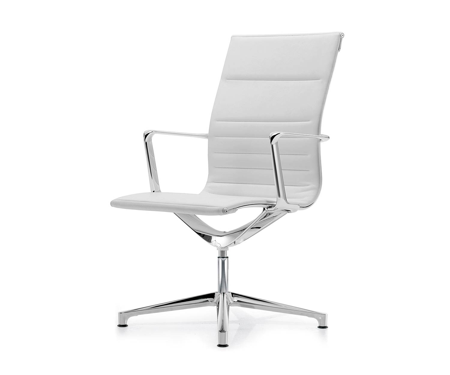 ICF Una Chair Managment sedia da ufficio design sedia girevole 4 bracci senza rotelle H58 cm con pelle pelle bianca 915 ICF Una Chair Managment sedia da ufficio design sedia girevole 4 bracci senza rotelle H58 cm con pelle pelle bianca 915