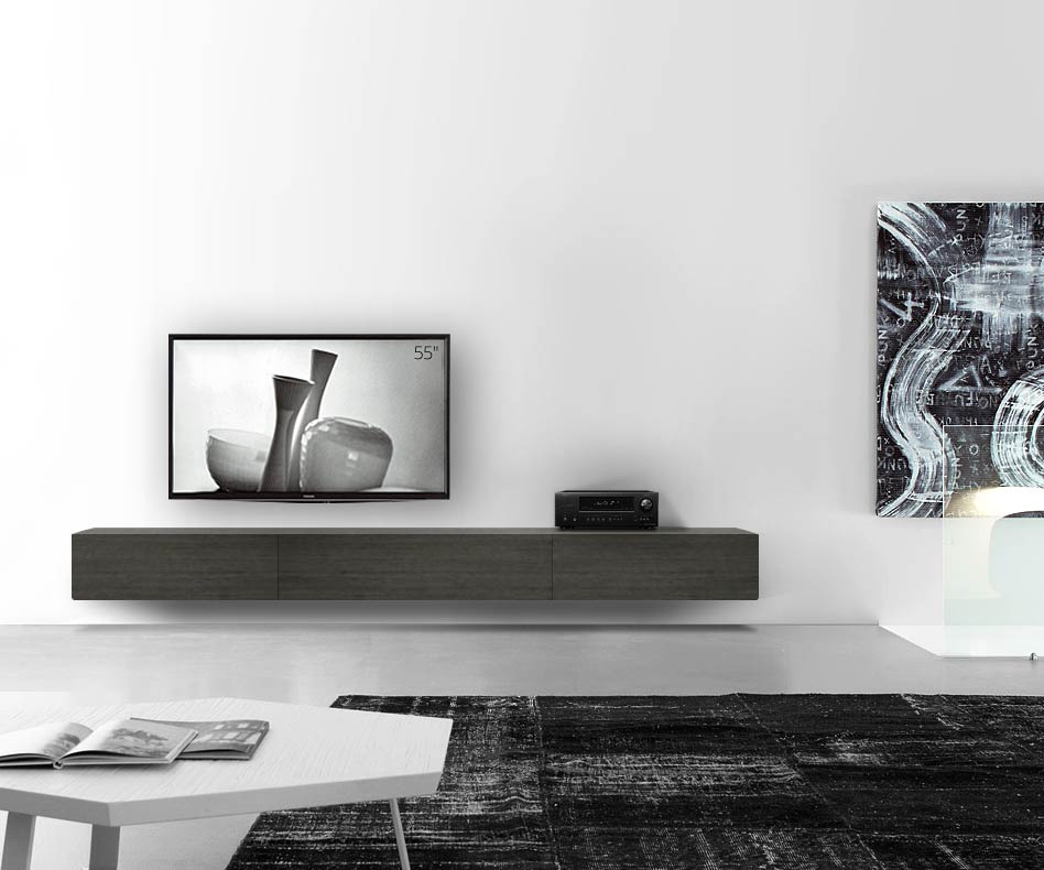 Livitalia Design in legno configuratore a parete 300 cm 32 cm 46 cm rovere grigio