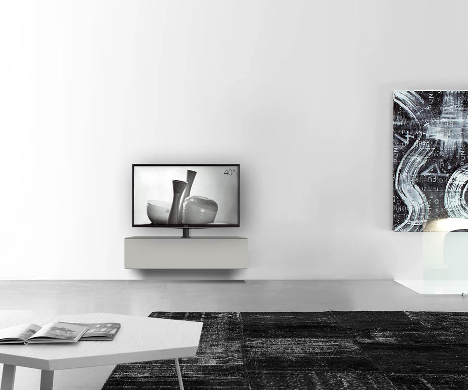Configuratore di lavagna design con supporto TV a parete larghezza 120 32 45 centro grigio chiaro opaco Configuratore di lavagna design con supporto TV a parete larghezza 120 32 45 centro grigio chiaro opaco