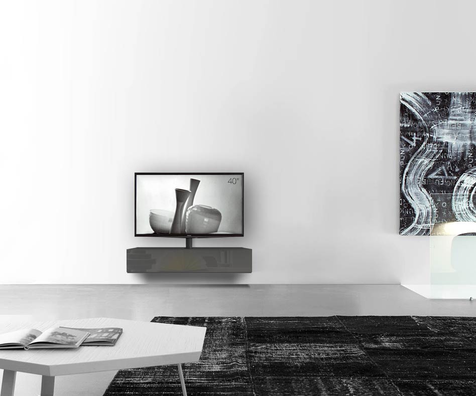 Configuratore di lavagna design con supporto TV a parete larghezza 120 24 54,6 centro grigio scuro lucido Configuratore di lavagna design con supporto TV a parete larghezza 120 24 54,6 centro grigio scuro lucido