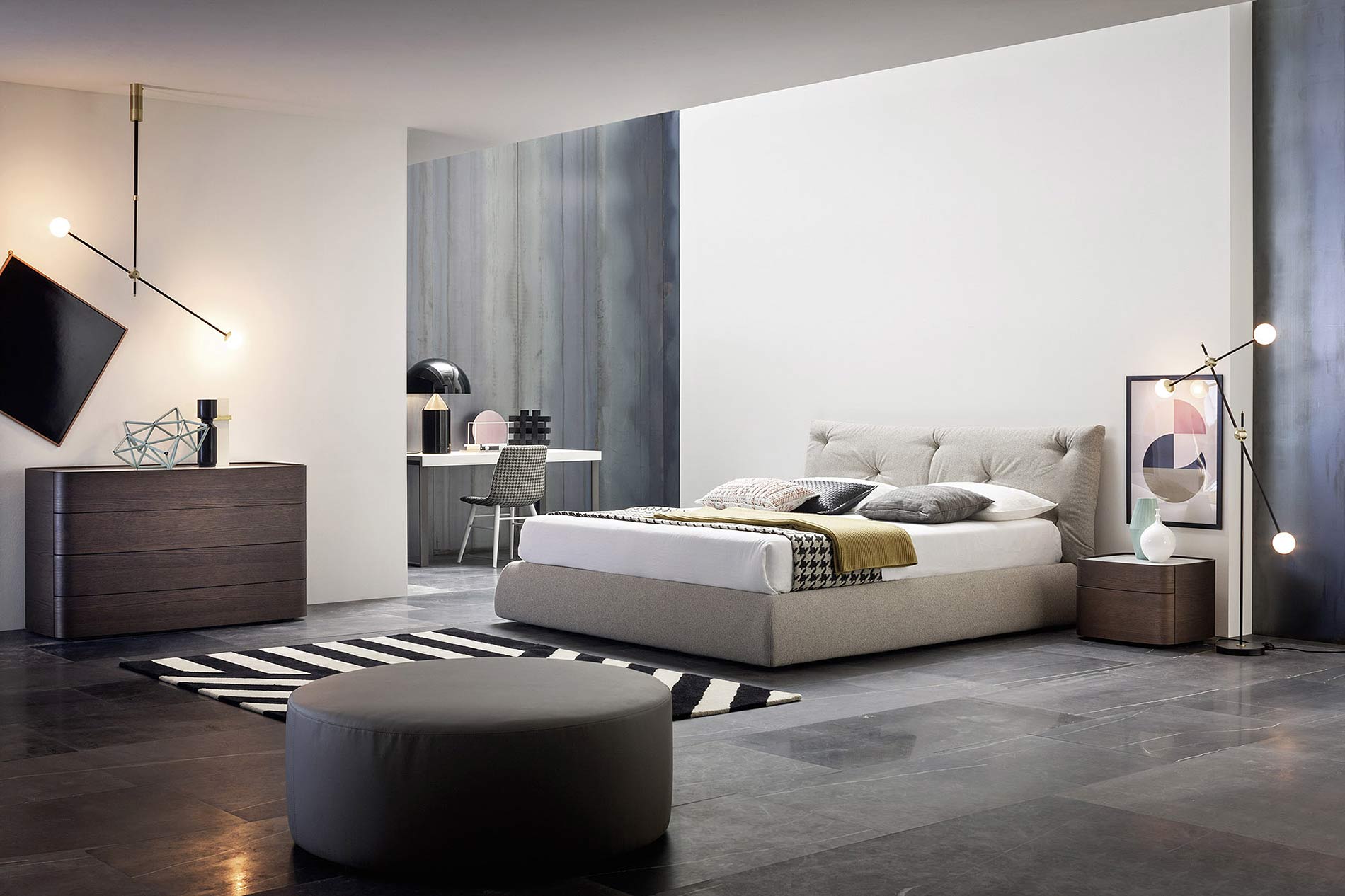 Letto imbottito per camera da letto di lusso