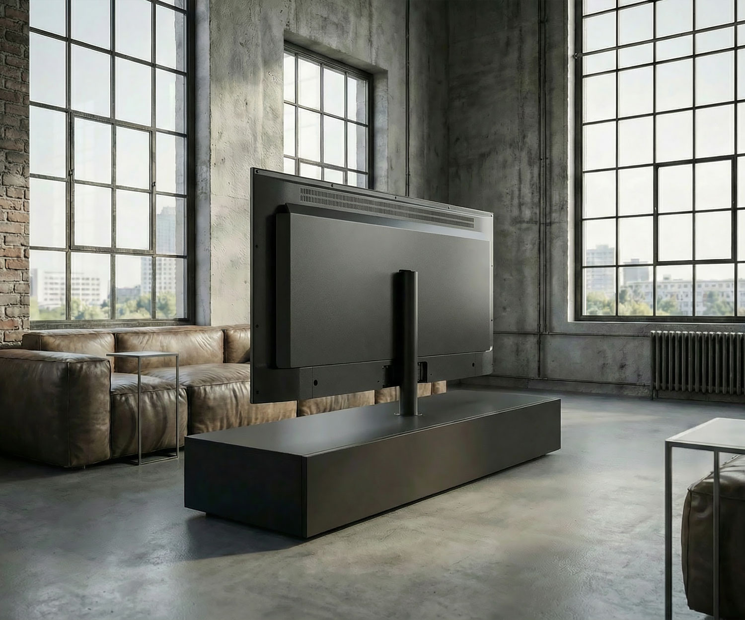 Livitalia Roto Slim TV Raumteiler Freistehend mit Rückwand & Drehbar