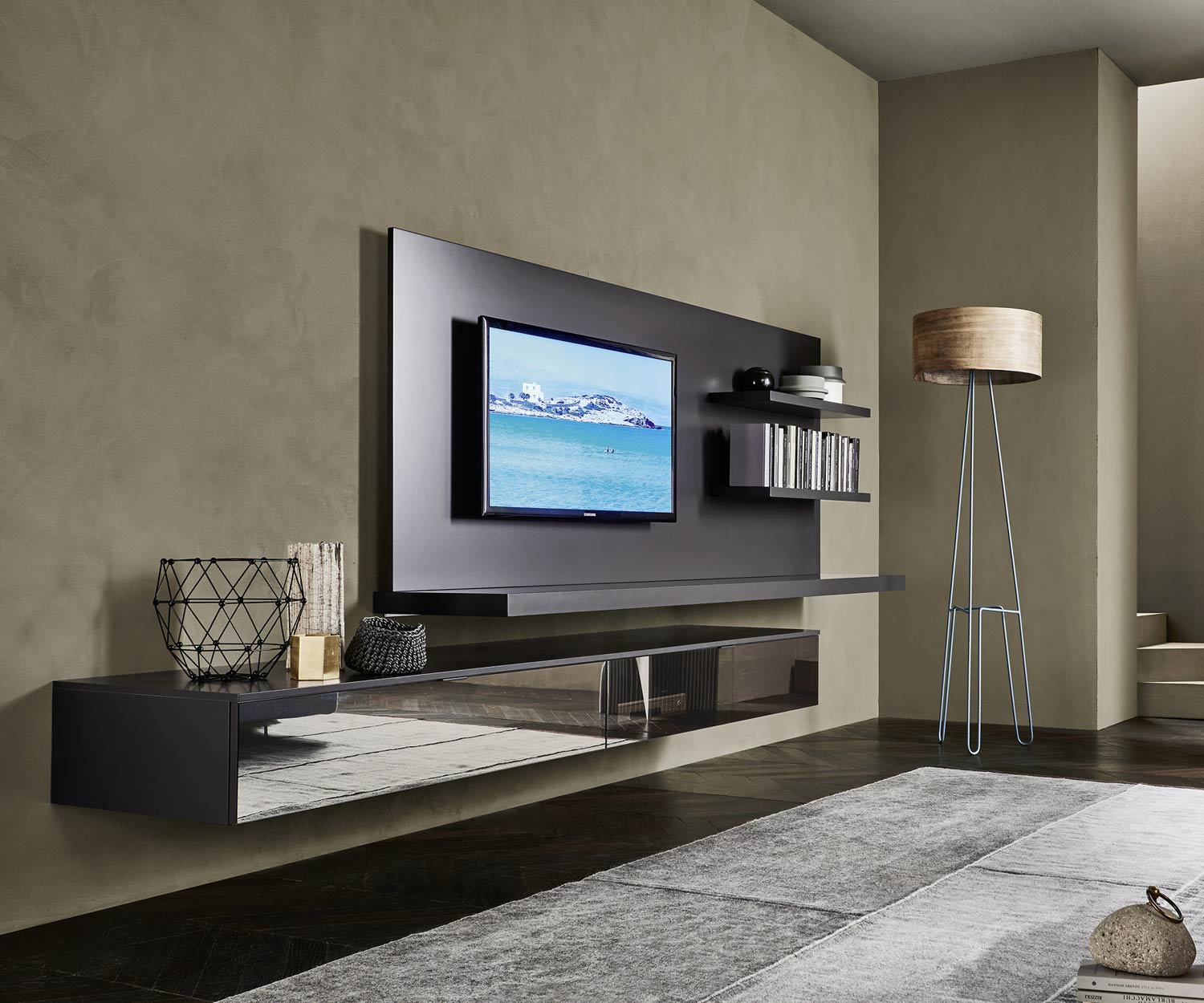 Esclusivo pensile Livitalia Design C54 in laccato opaco marrone  Esclusivo pensile Livitalia Design C54 in laccato opaco marrone