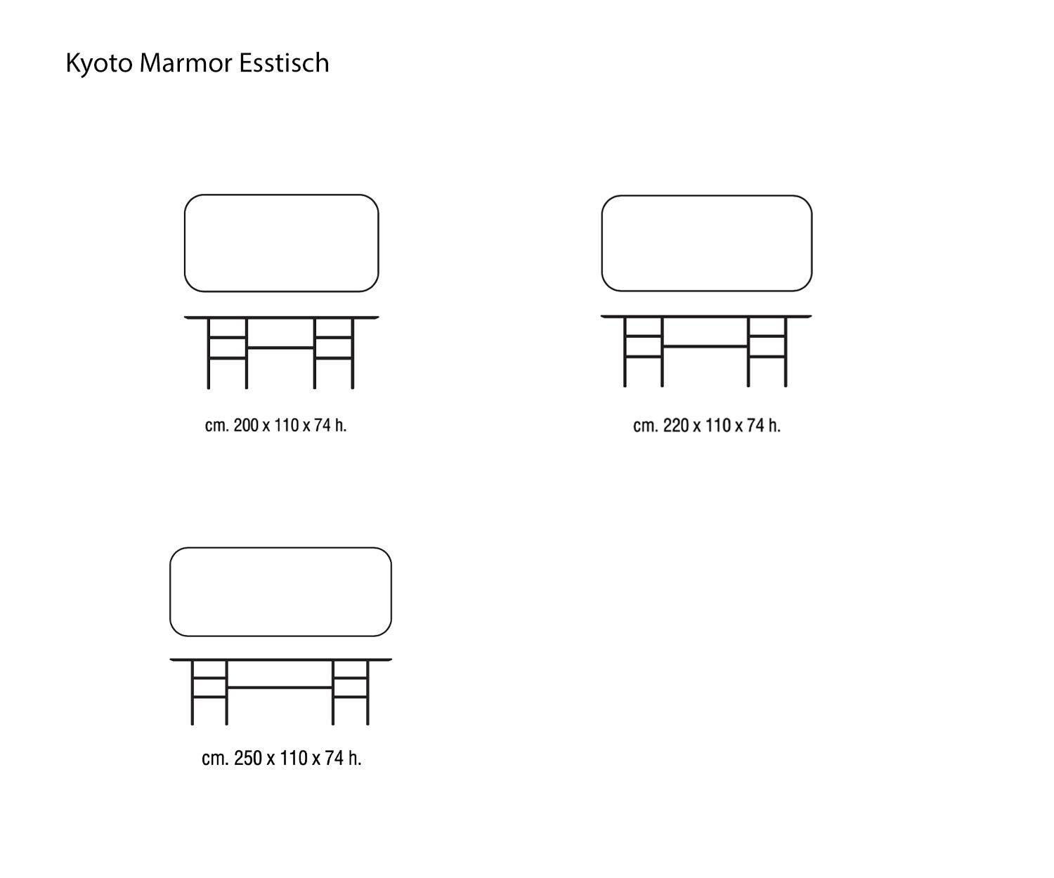 Tavolo da pranzo di design in marmo Kyoto di Marelli Schizzo Dimensioni Dimensioni Dimensioni Tavolo da pranzo di design in marmo Kyoto di Marelli Schizzo Dimensioni Dimensioni Dimensioni