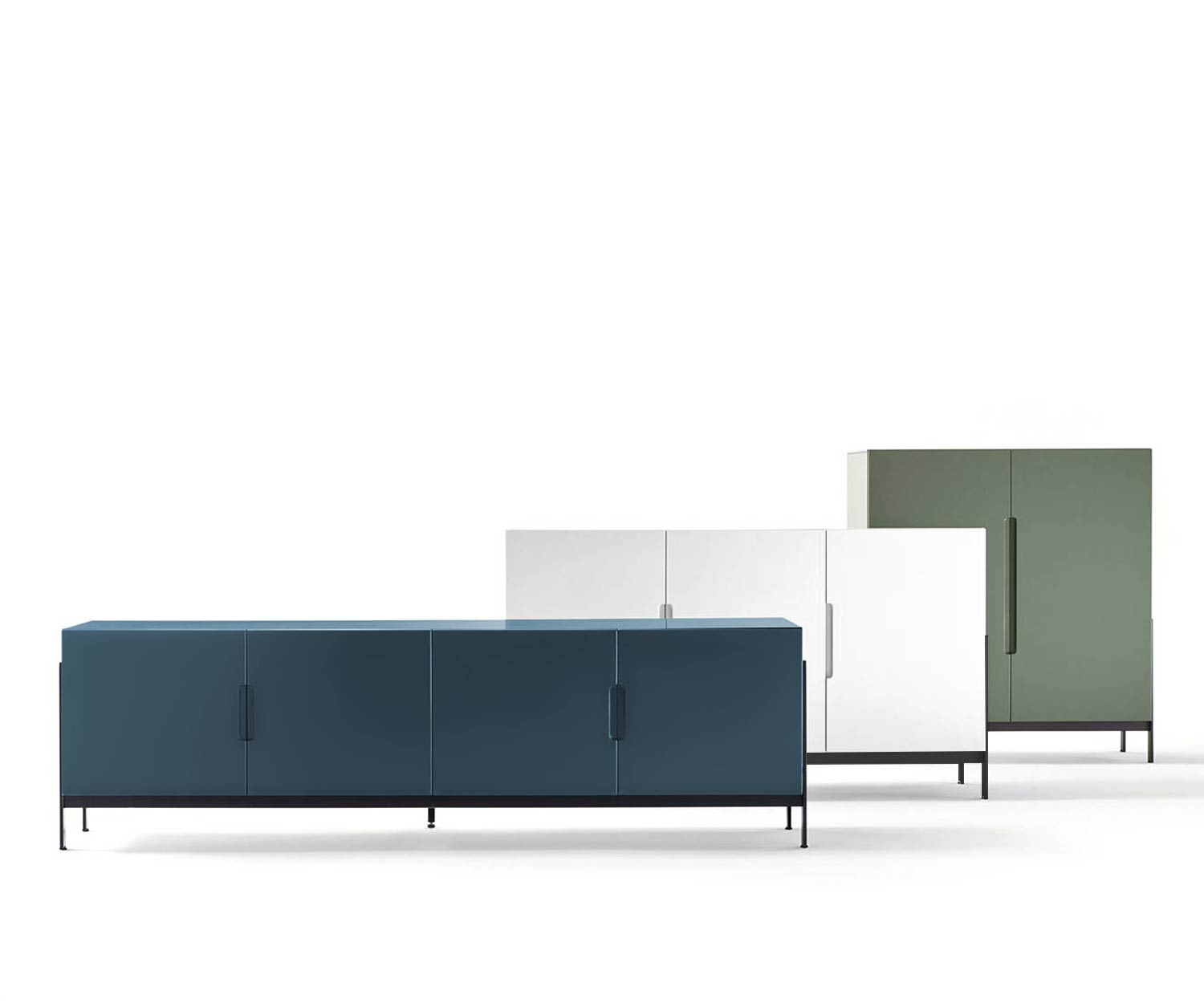 Esclusiva credenza Novamobili Design Float in tre versioni Blu Bianco Verde
