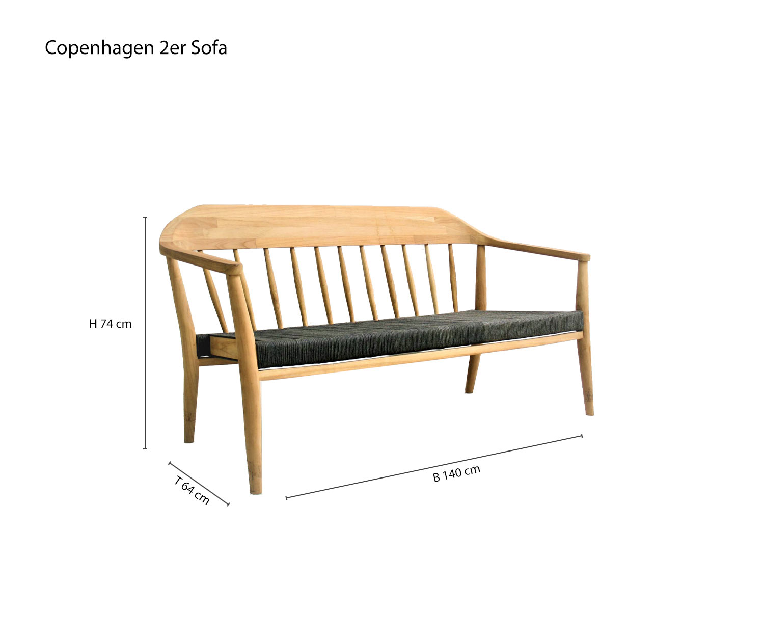 Oasiq Copenaghen Design divano a 2 posti schizzo dimensioni dimensioni dimensioni