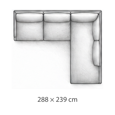 Divano angolare destra · 288 × 239 cm