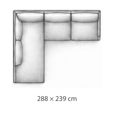 Divano angolare sinistra · 288 × 239 cm