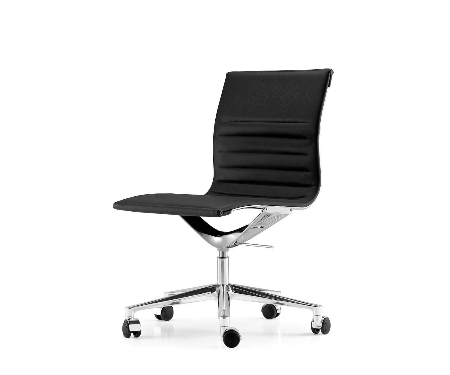 ICF Una Chair Managment sedia da ufficio design sedia girevole 5 bracci con rotelle H42 cm senza pelle pelle nera 901 ICF Una Chair Managment sedia da ufficio design sedia girevole 5 bracci con rotelle H42 cm senza pelle pelle nera 901