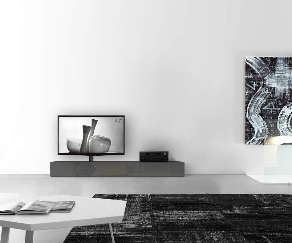 Configuratore di lavagna design con porta TV larghezza 210 25,5 45 sinistra grigio scuro lucido Configuratore di lavagna design con porta TV larghezza 210 25,5 45 sinistra grigio scuro lucido