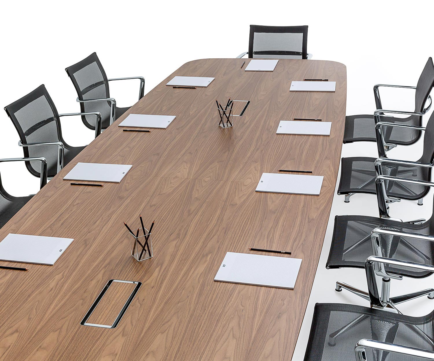 ICF Tavolo da conferenza di design Unitable Manager in noce con collegamento elettrico ICF Tavolo da conferenza di design Unitable Manager in noce con collegamento elettrico