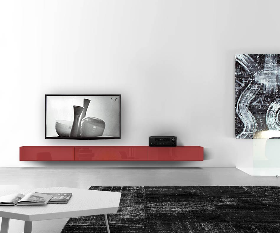 /Muro basso di design W300 H25 5 rosso lucido /Muro basso di design W300 H25 5 rosso lucido
