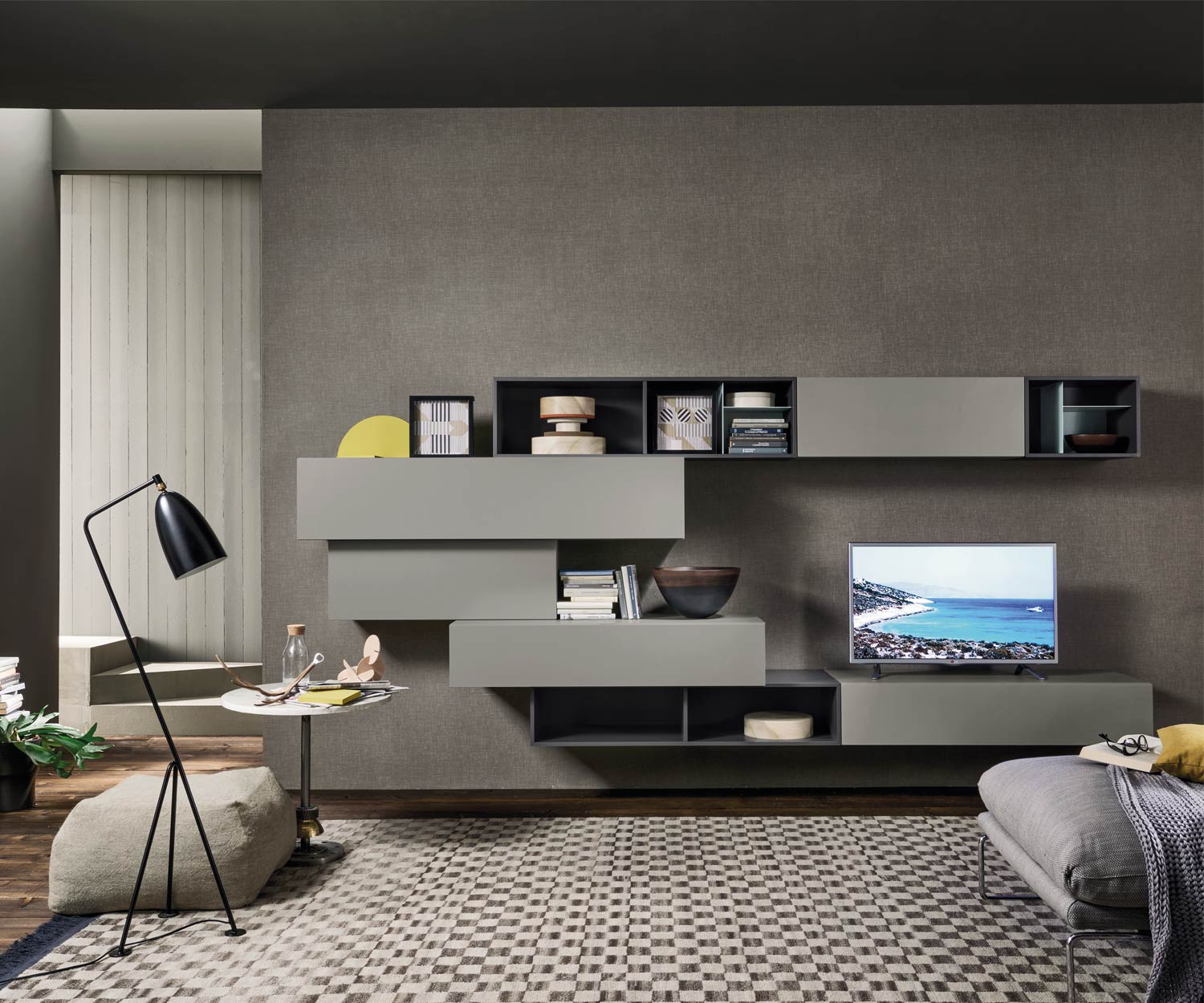 Pensili galleggianti Livitalia Design C02 con pensili in grigio Pensili galleggianti Livitalia Design C02 con pensili in grigio