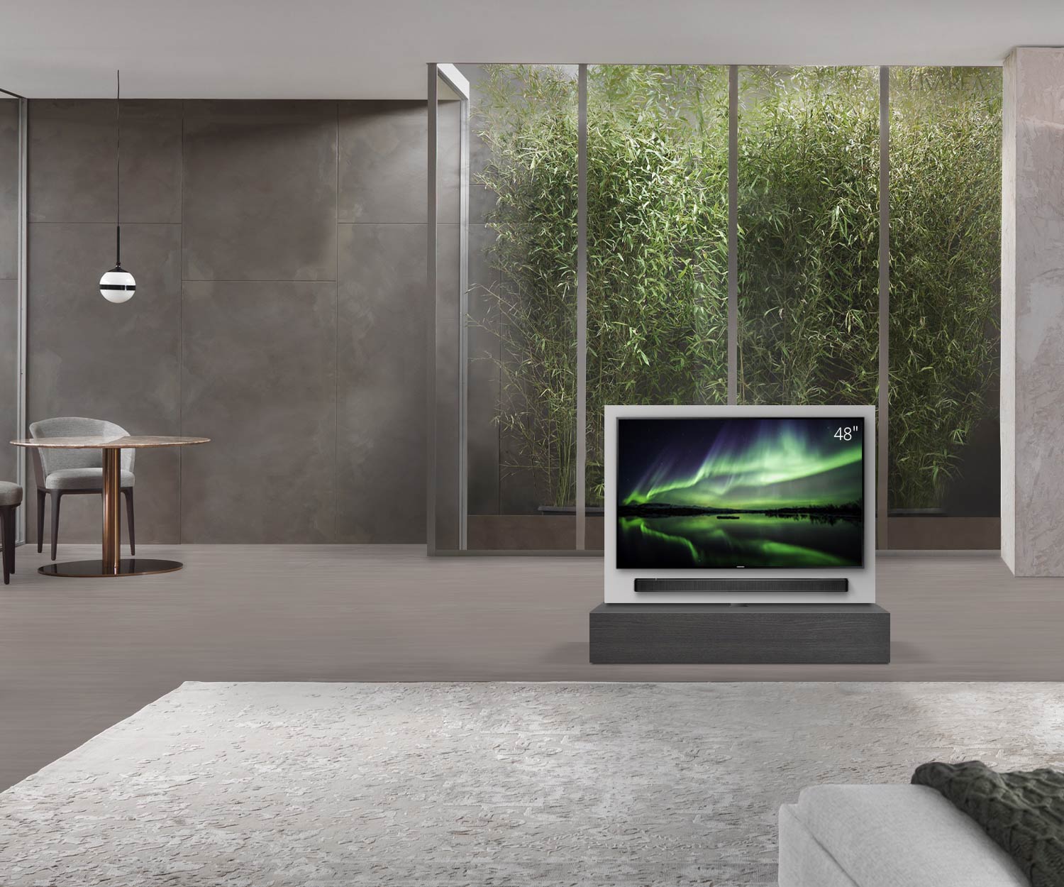Livitalia Divisorio basso Roto design con pannello TV orientabile L120 50 H25 P47 EiGr senza oBox Livitalia Divisorio basso Roto design con pannello TV orientabile L120 50 H25 P47 EiGr senza oBox
