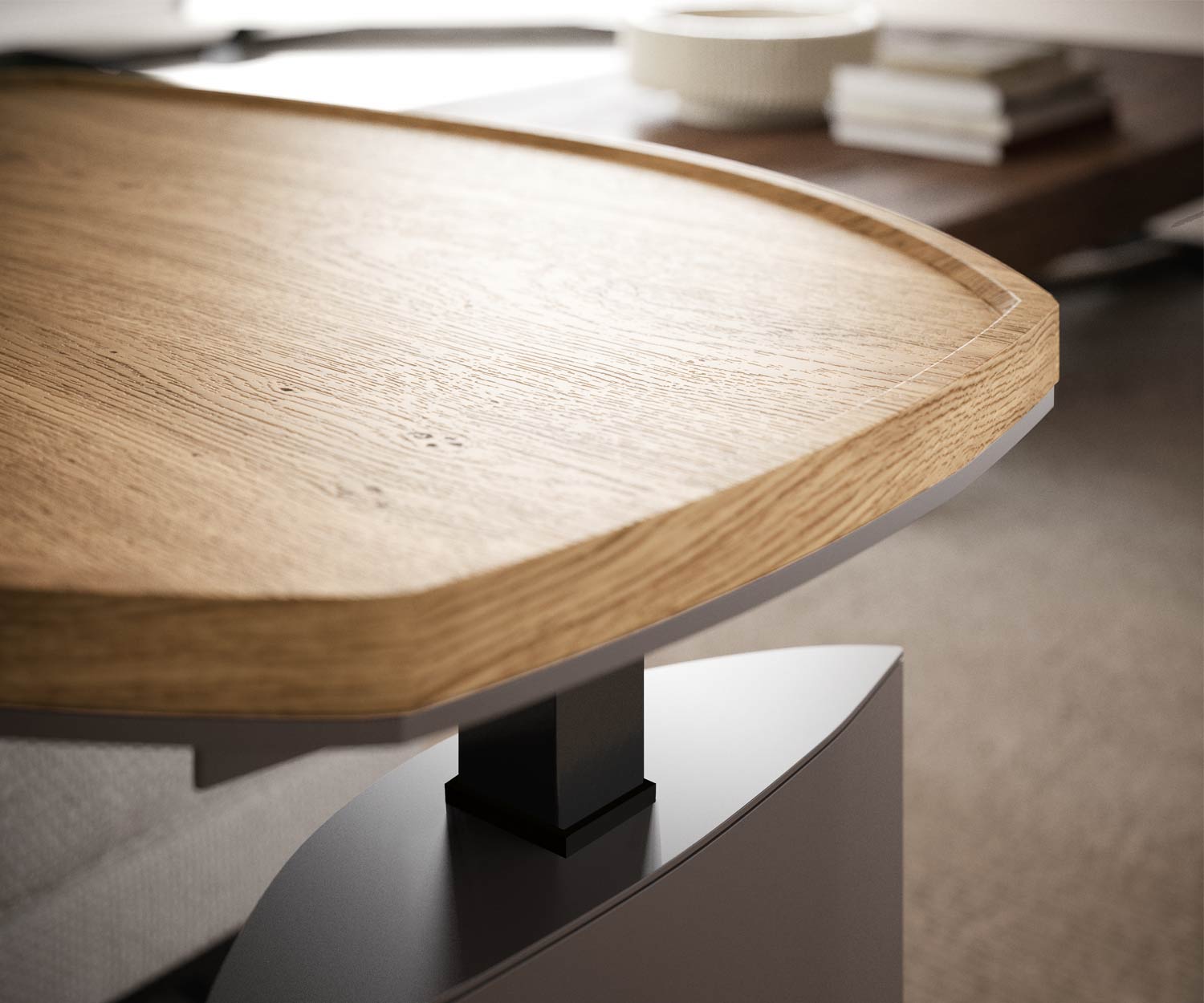 Tavolino di design con vassoio in legno estraibile
