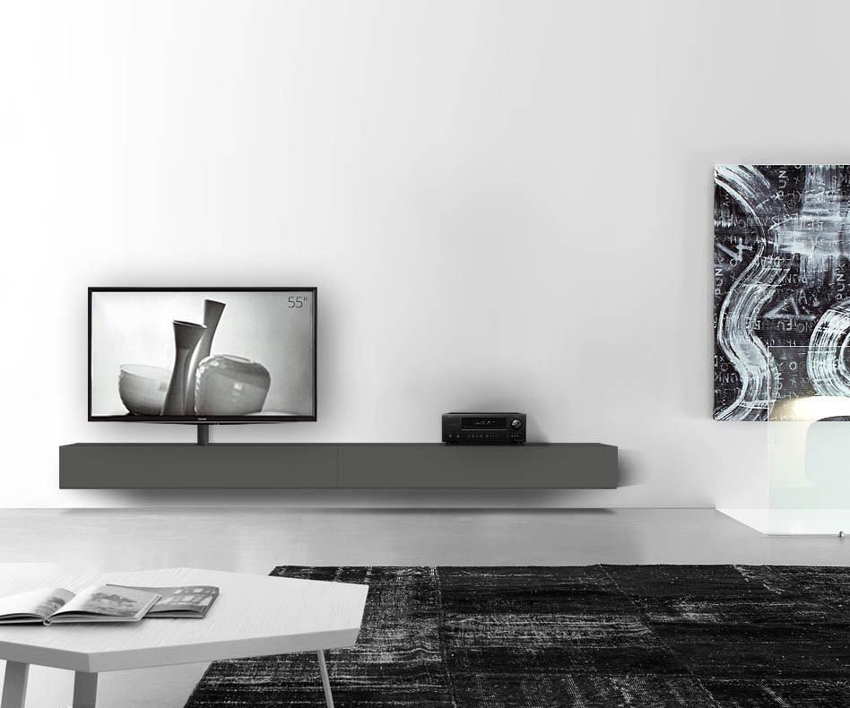 Configuratore di lavagna design con supporto TV a parete larghezza 300 24 45 sinistra grigio scuro opaco Configuratore di lavagna design con supporto TV a parete larghezza 300 24 45 sinistra grigio scuro opaco