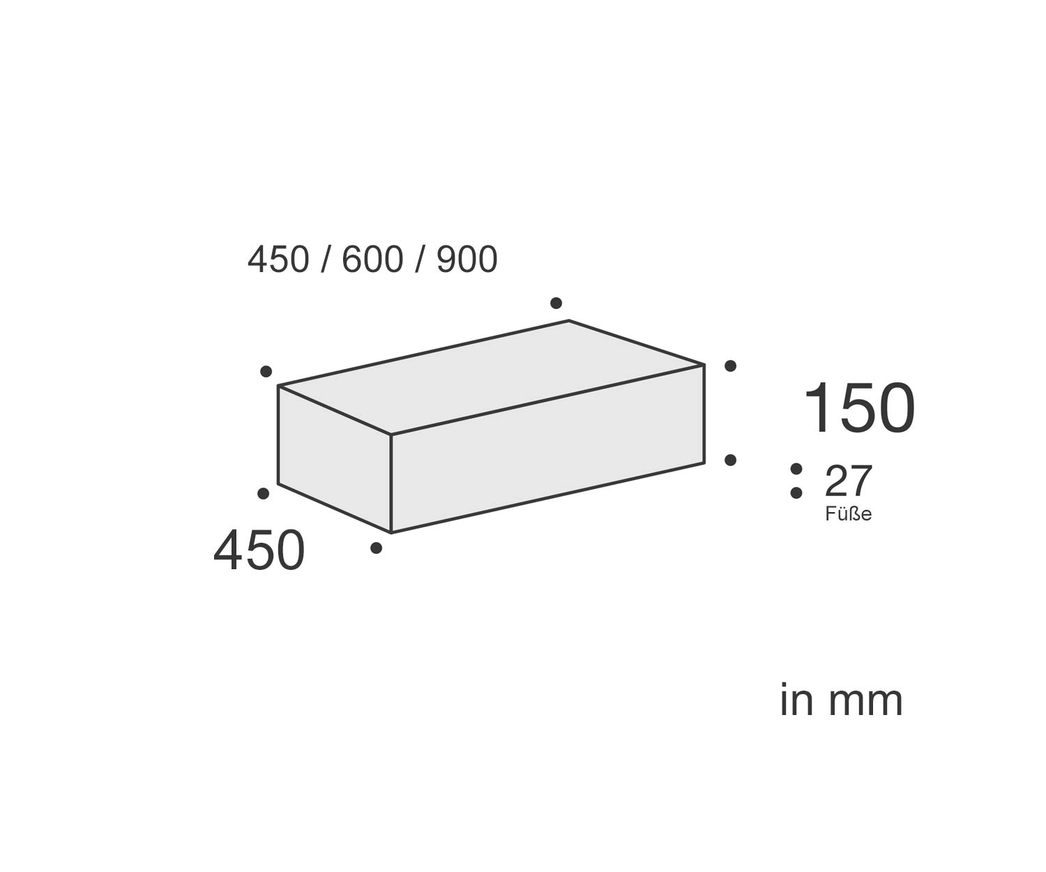 Comodino design Ecletto 1 cassetto sospeso schizzo dimensioni dimensioni