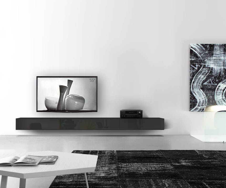 /Muro basso di design W300 H25 5 nero lucido /Muro basso di design W300 H25 5 nero lucido