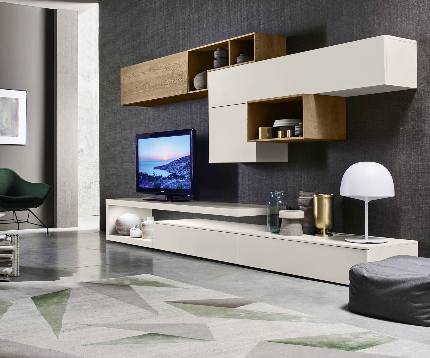 Esclusivo pensile Livitalia Design C22 in stile country in laccato opaco beige Esclusivo pensile Livitalia Design C22 in stile country in laccato opaco beige