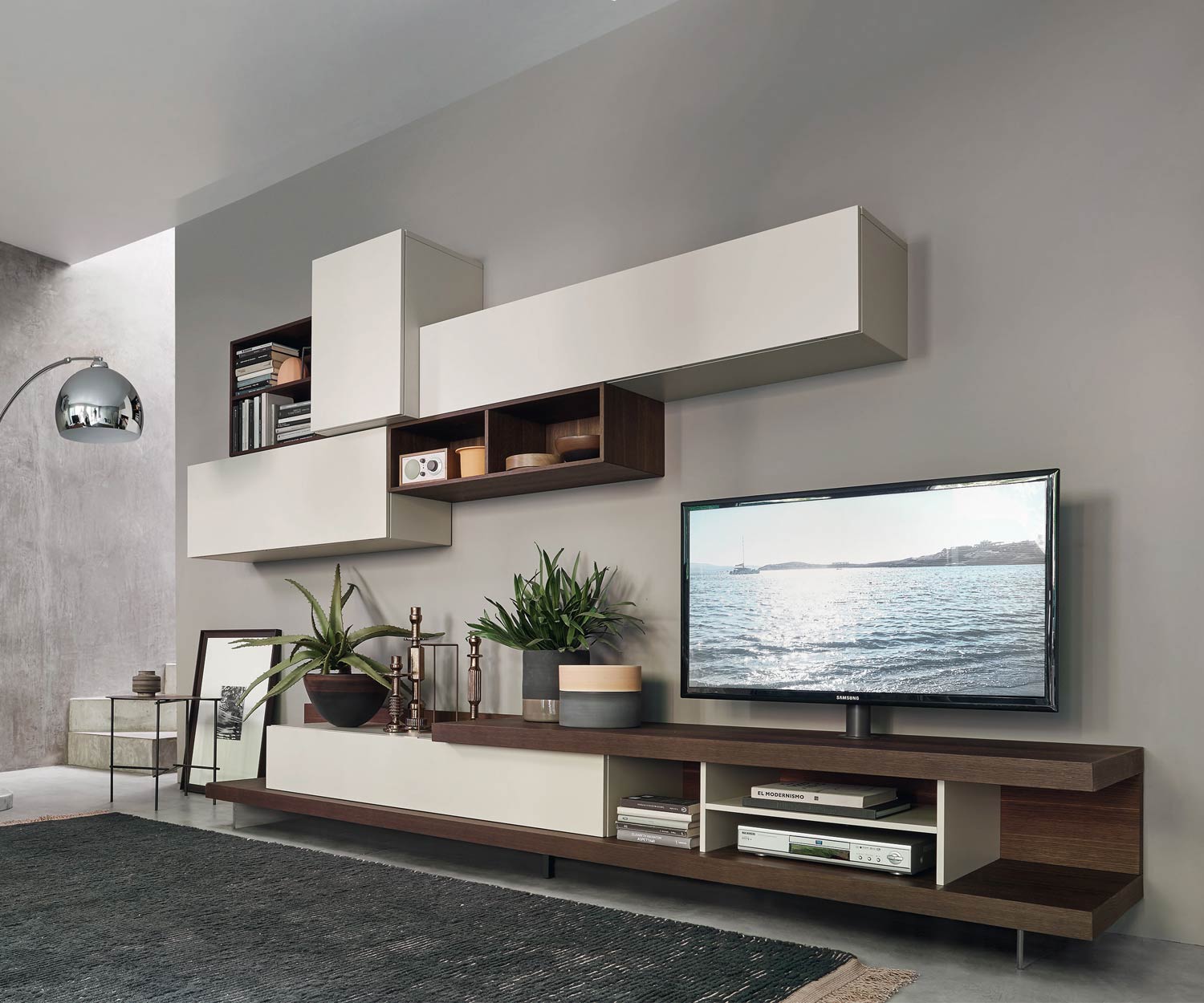 Esclusivo Livitalia Parete attrezzata design C52 con pensili e lavagne design TV