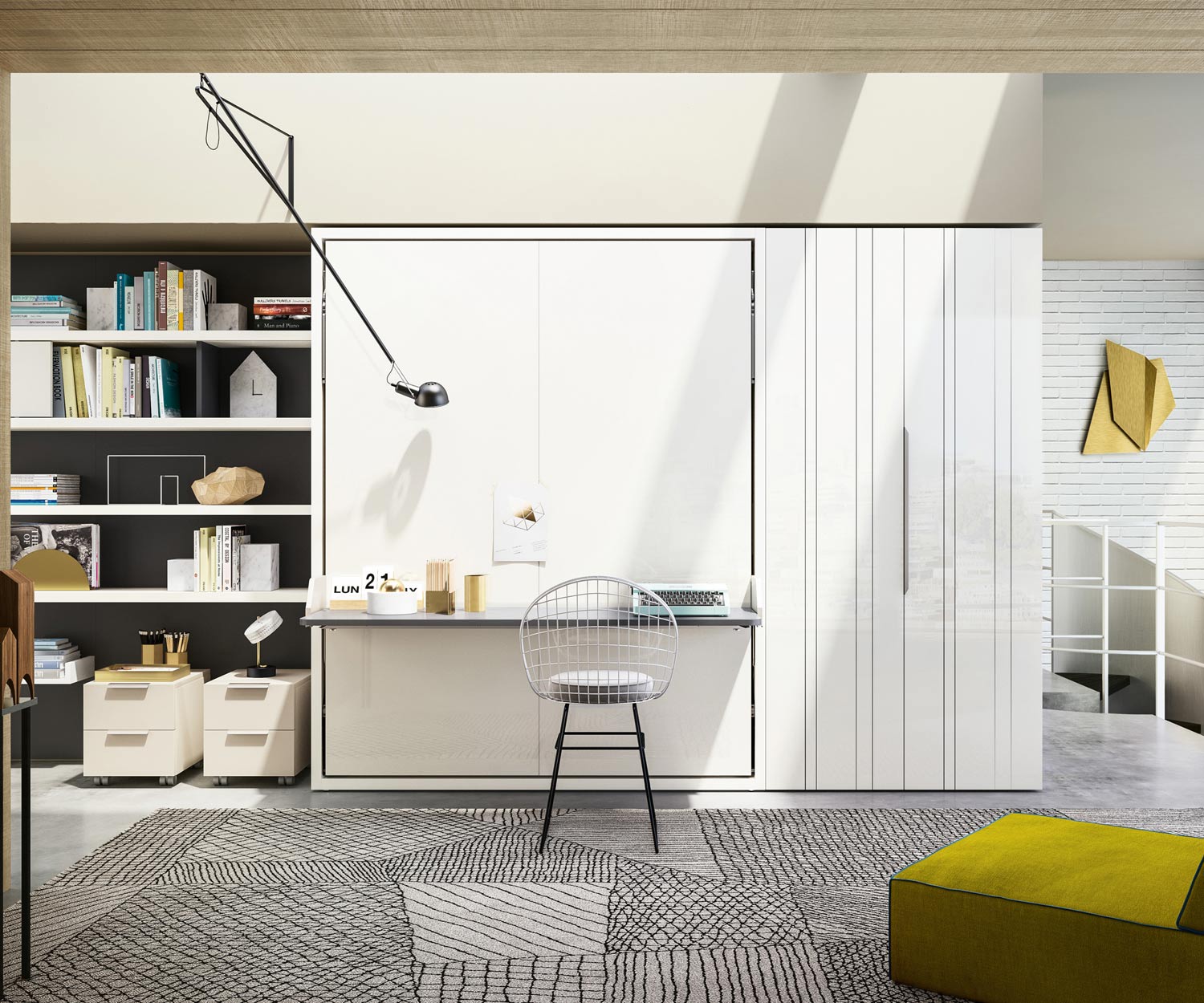 Esclusivo Clei Armadio letto Penelope 2 Board Design con scrivania Esclusivo Clei Armadio letto Penelope 2 Board Design con scrivania