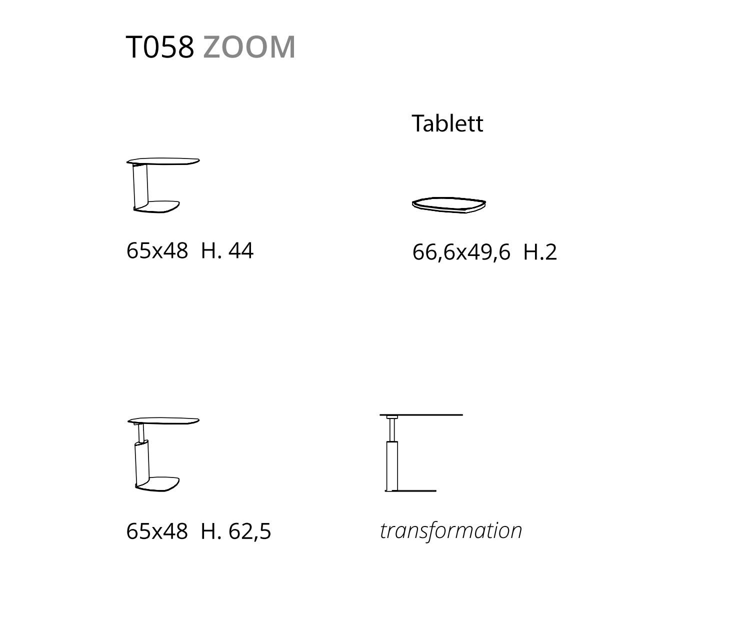 Dettaglio tavolo laterale regolabile in altezza Dettaglio tavolo laterale regolabile in altezza