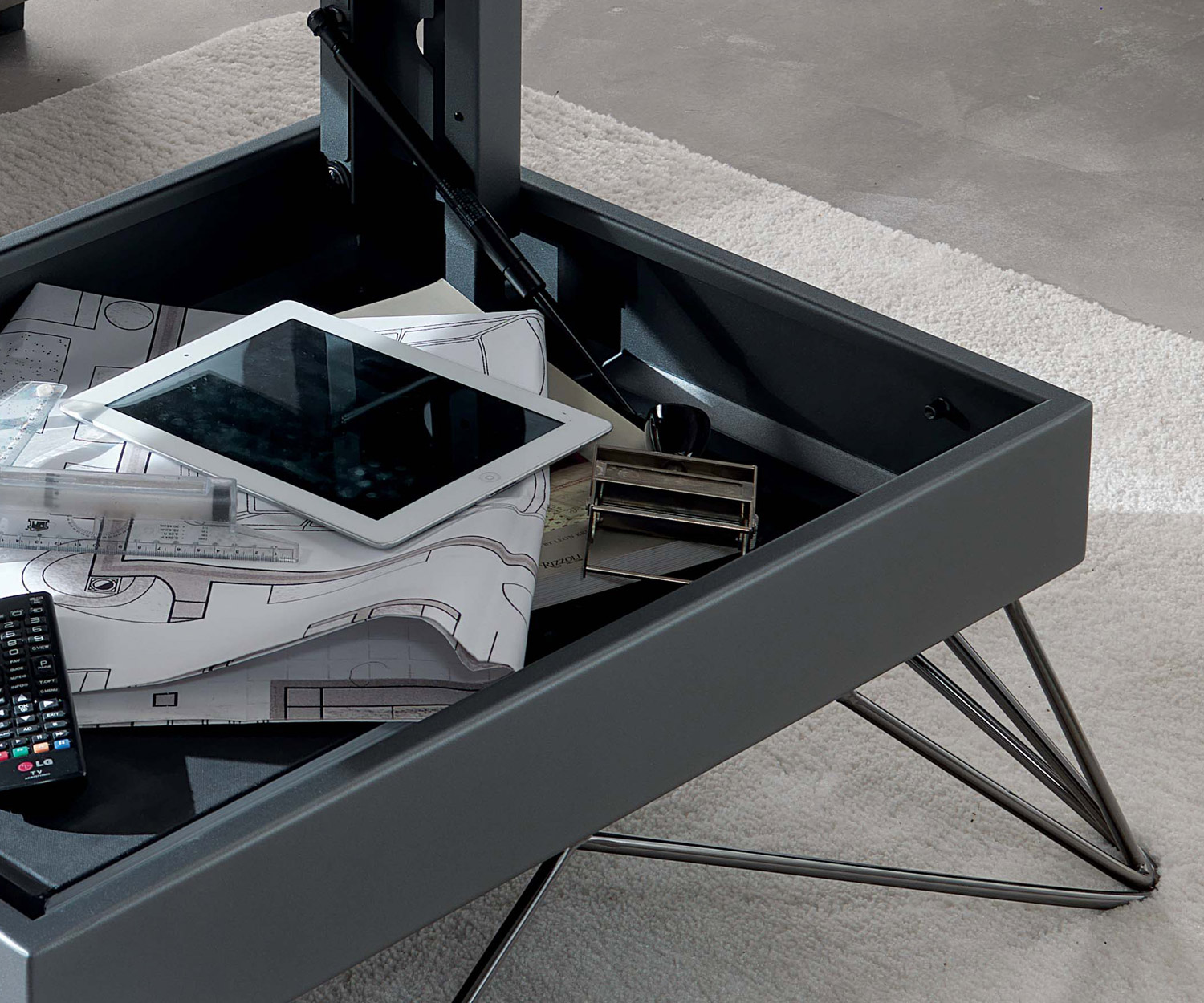 Flessibile Ozzio Tavolino R T064 con spazio di archiviazione sotto il tavolo