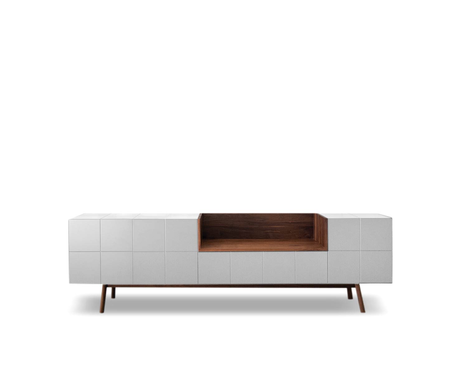 Moderna al2 Credenza di design MOS I KO 003 in bianco con piedi in legno massiccio Moderna al2 Credenza di design MOS I KO 003 in bianco con piedi in legno massiccio