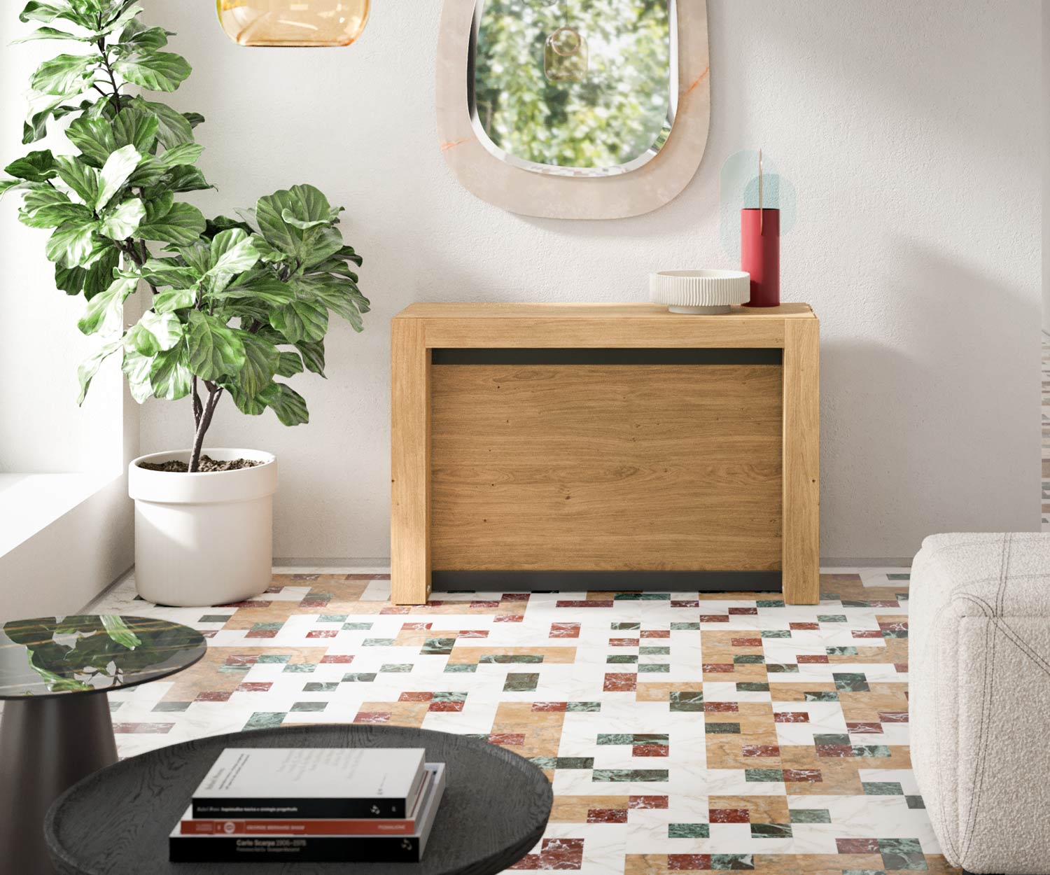 Ozzio_A3 Tavolo da pranzo allungabile con gambe quadrate Ozzio_A3 Tavolo da pranzo allungabile con gambe quadrate