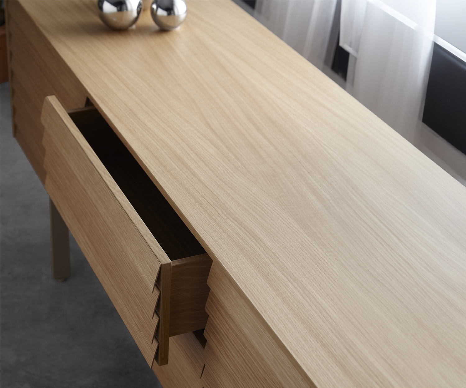 Credenza di design con frontale a doghe Credenza di design con frontale a doghe