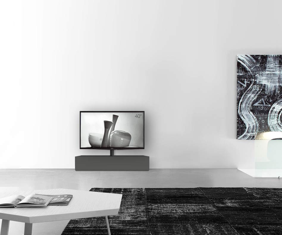 Configuratore di lavagna design con base per TV larghezza 120 25,5 54,6 centro grigio scuro opaco Configuratore di lavagna design con base per TV larghezza 120 25,5 54,6 centro grigio scuro opaco