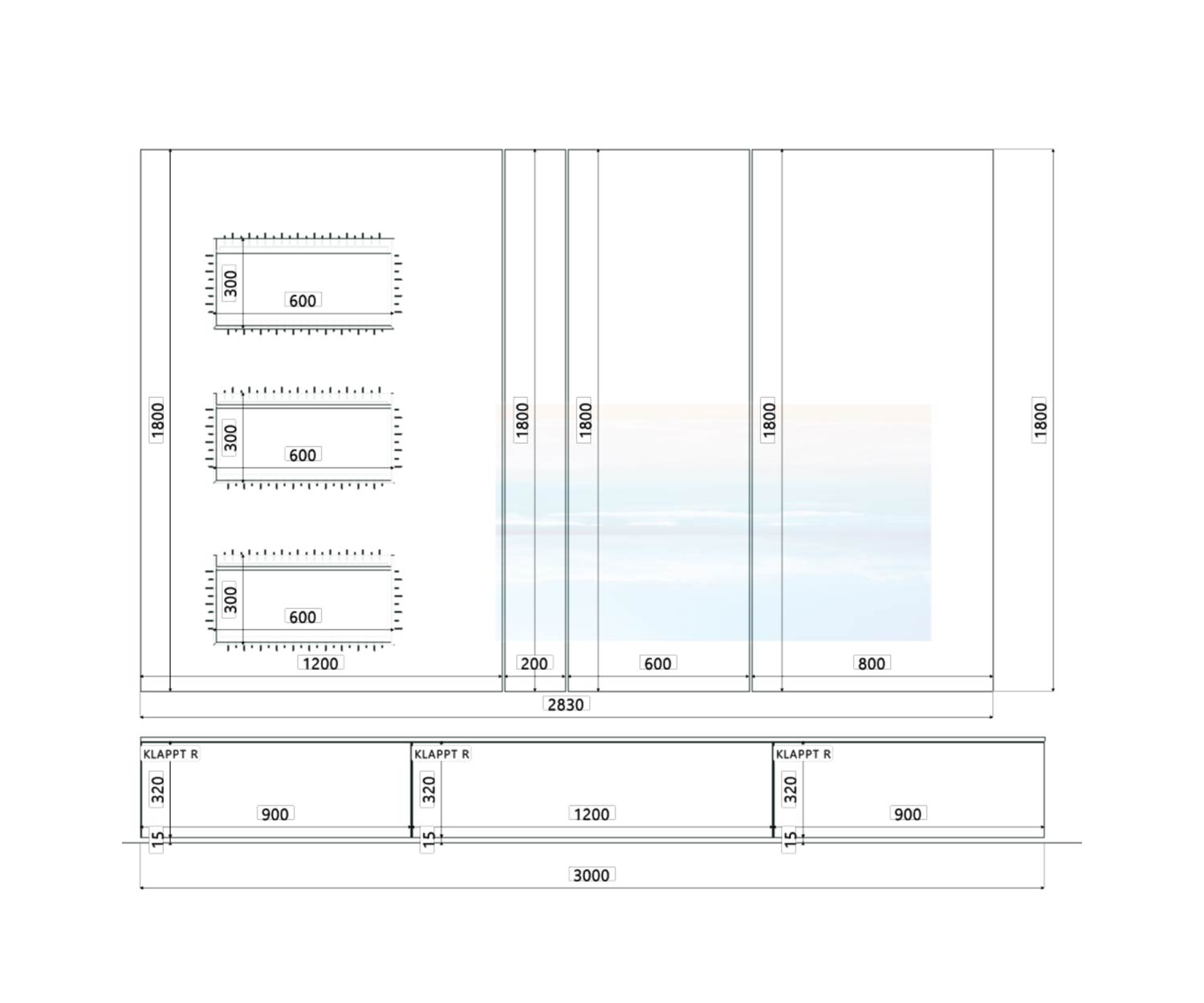 Livitalia Parete TV di design di lusso C100 massa frontale