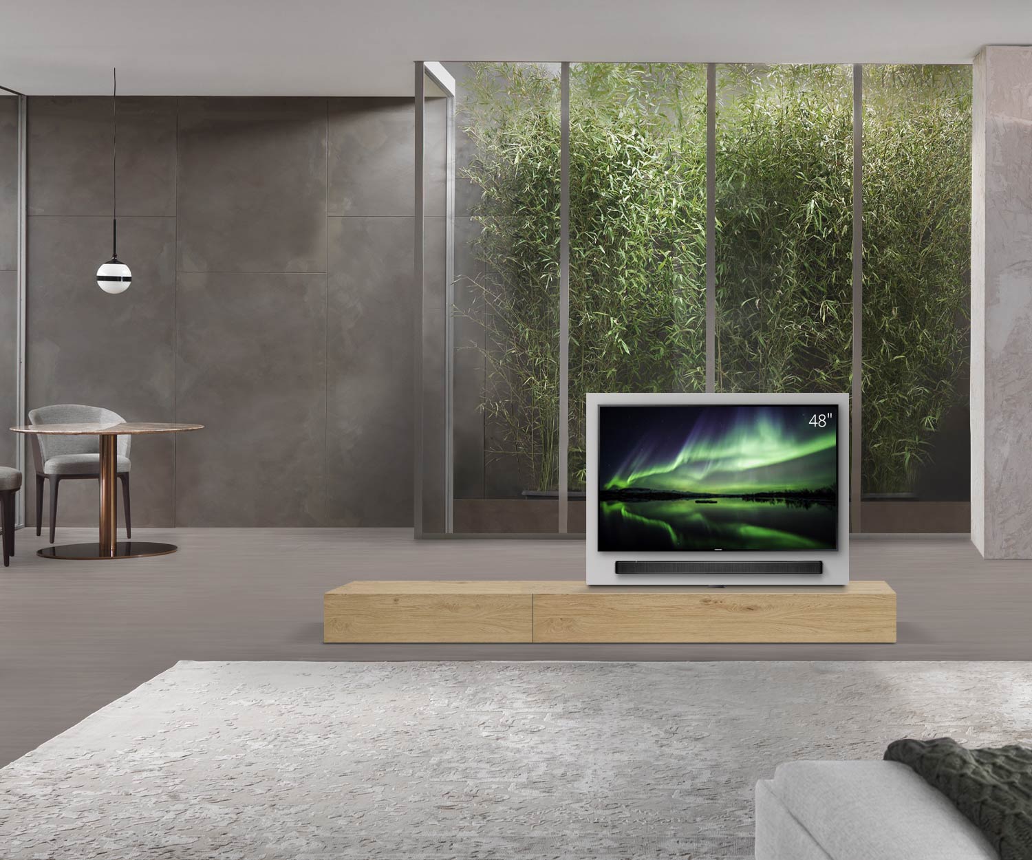 Livitalia Divisorio basso Roto design con pannello TV orientabile L150 50 H25 P56 EiHe B90li oBox Livitalia Divisorio basso Roto design con pannello TV orientabile L150 50 H25 P56 EiHe B90li oBox