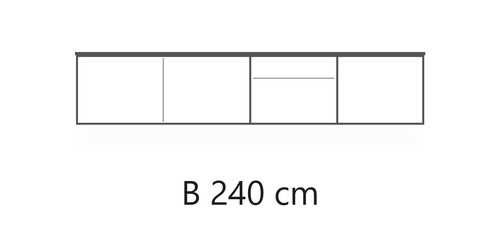 L 240 cm / H 49,5 cm / P 45 cm