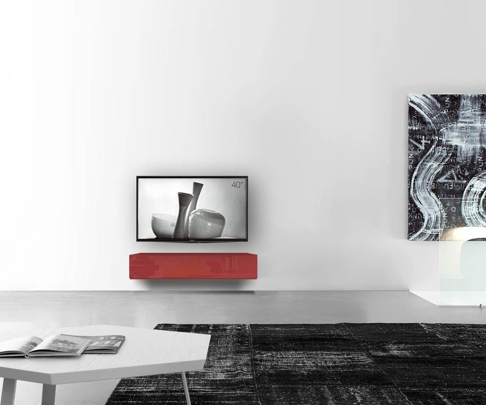 /Muro basso di design B120 H25 5 rosso lucido /Muro basso di design B120 H25 5 rosso lucido