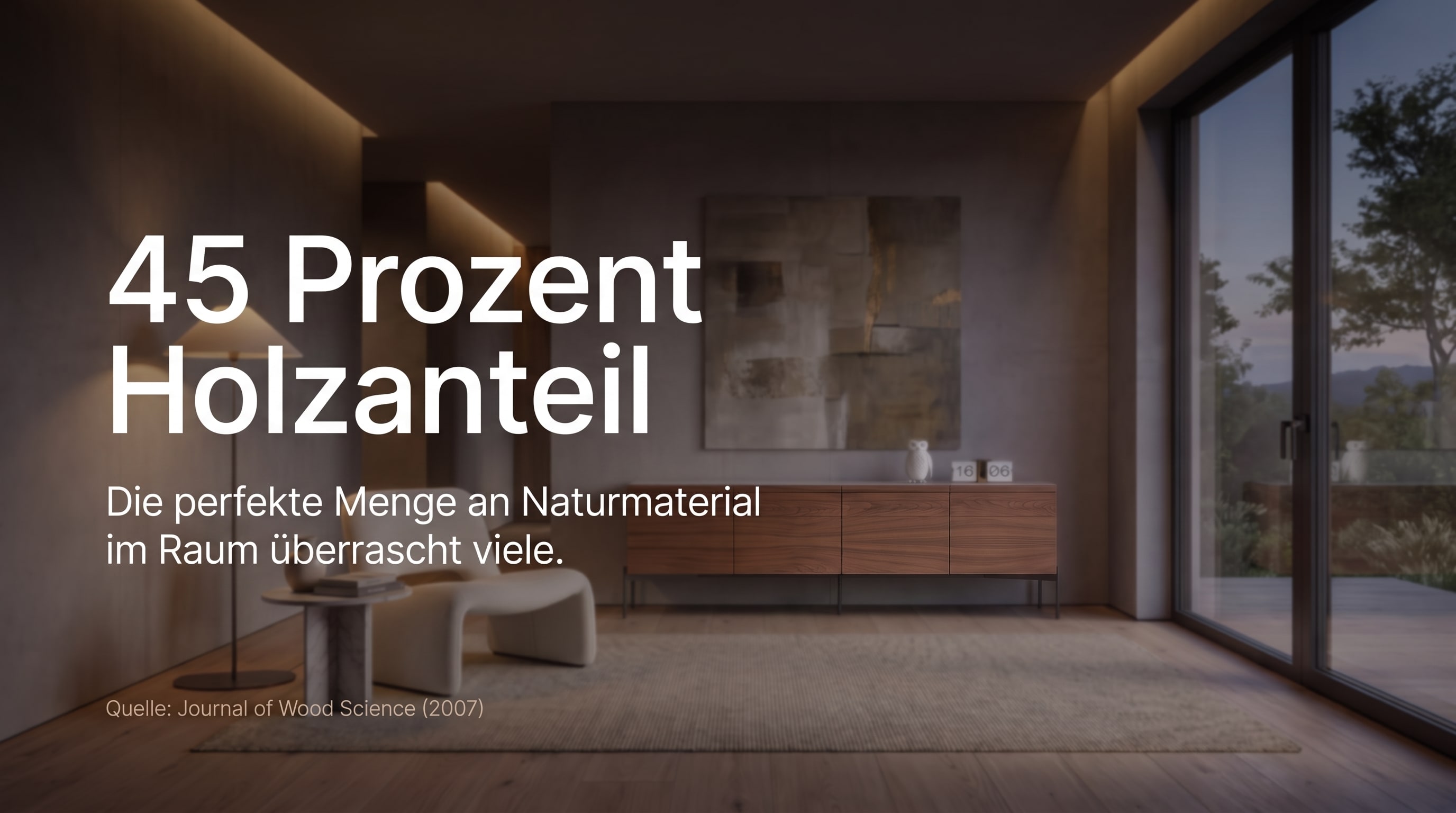 45 Prozent Holzanteil &ndash; Die perfekte Menge an Naturmaterial im Raum &uuml;berrascht viele.