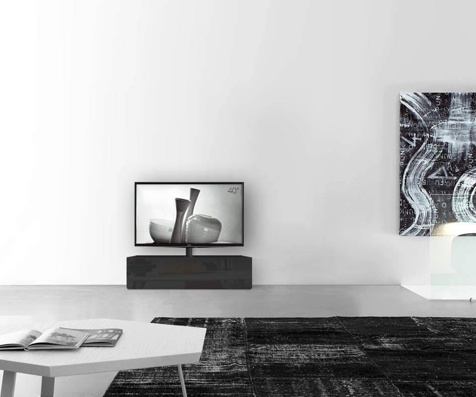Configuratore di lavagne di design con supporto per TV larghezza 120 33,5 45 centro nero lucido Configuratore di lavagne di design con supporto per TV larghezza 120 33,5 45 centro nero lucido