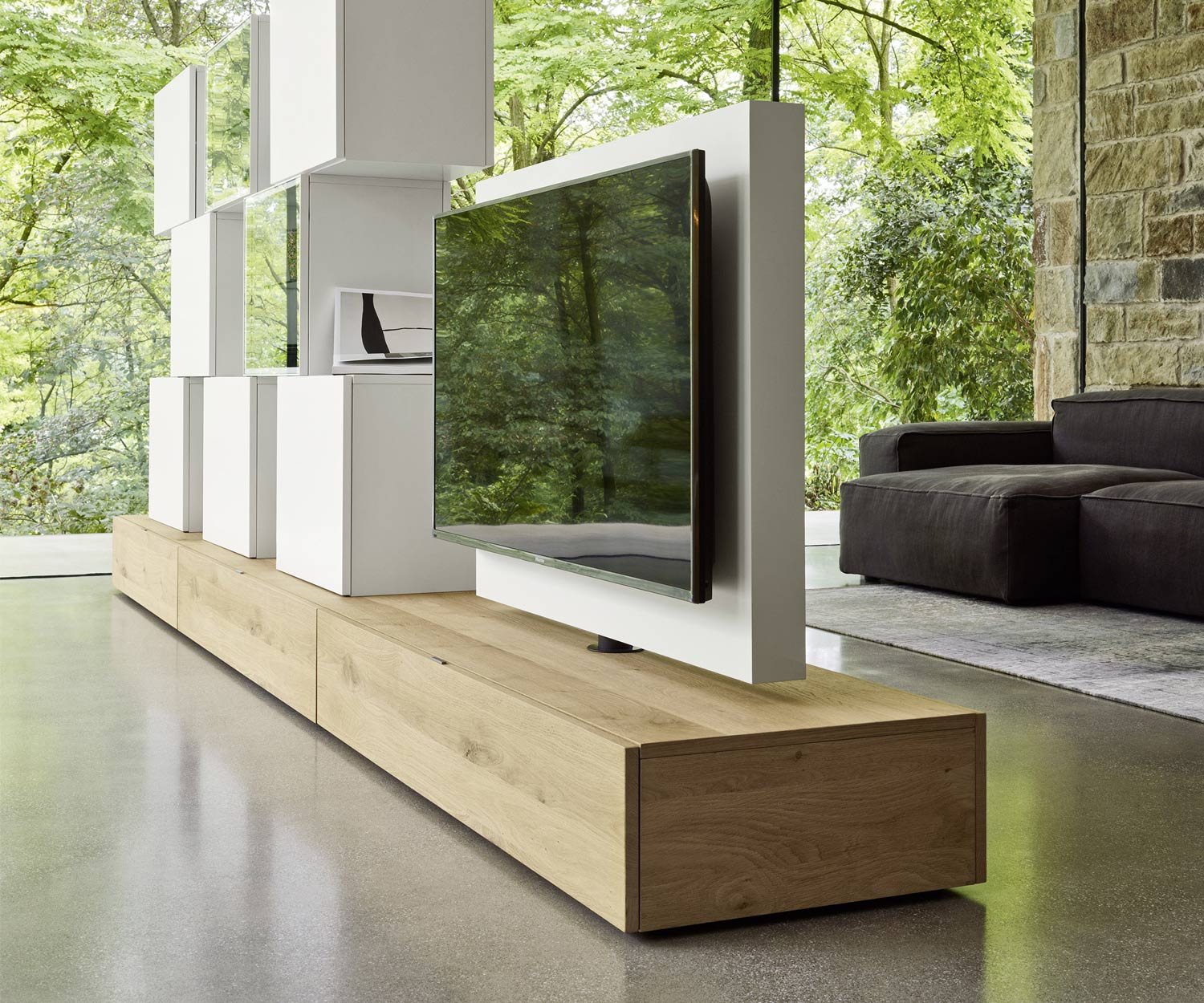 Esclusivo Livitalia Roto Design Parete bassa di design con pannello TV orientabile