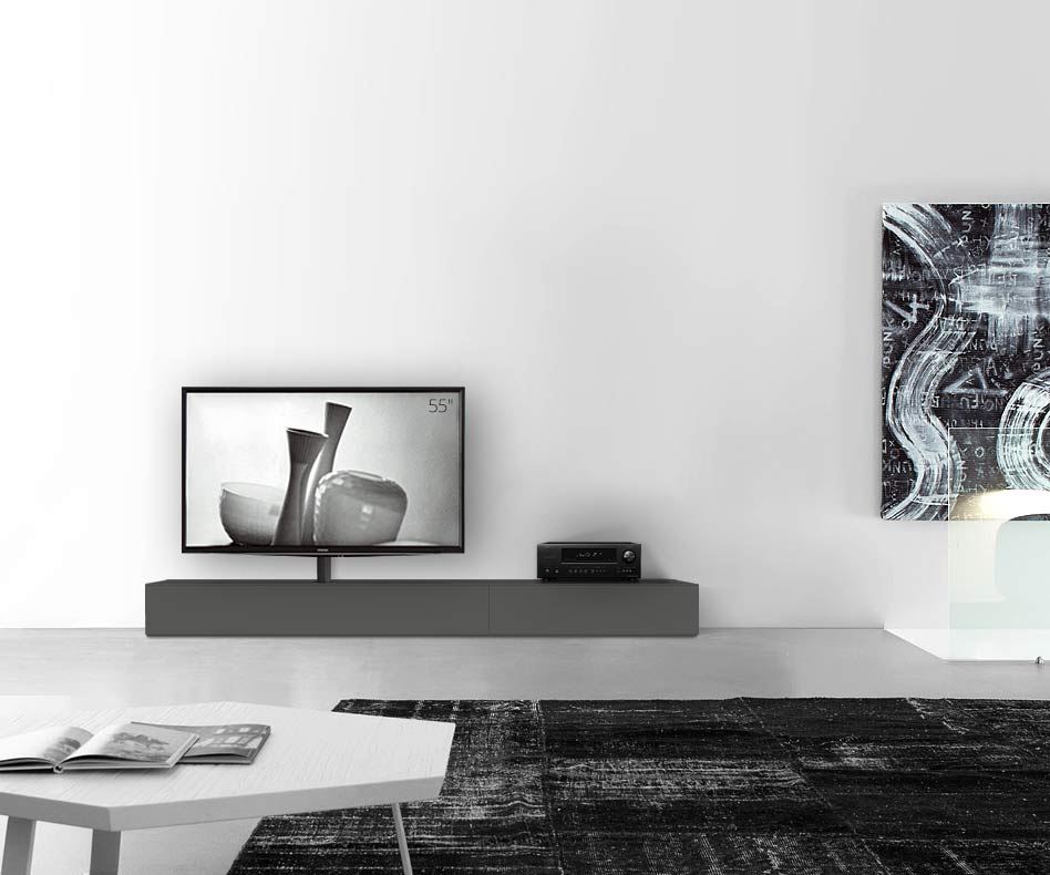 Configuratore di lavagna design con base per TV larghezza 240 25,5 54,6 sinistra grigio scuro opaco Configuratore di lavagna design con base per TV larghezza 240 25,5 54,6 sinistra grigio scuro opaco