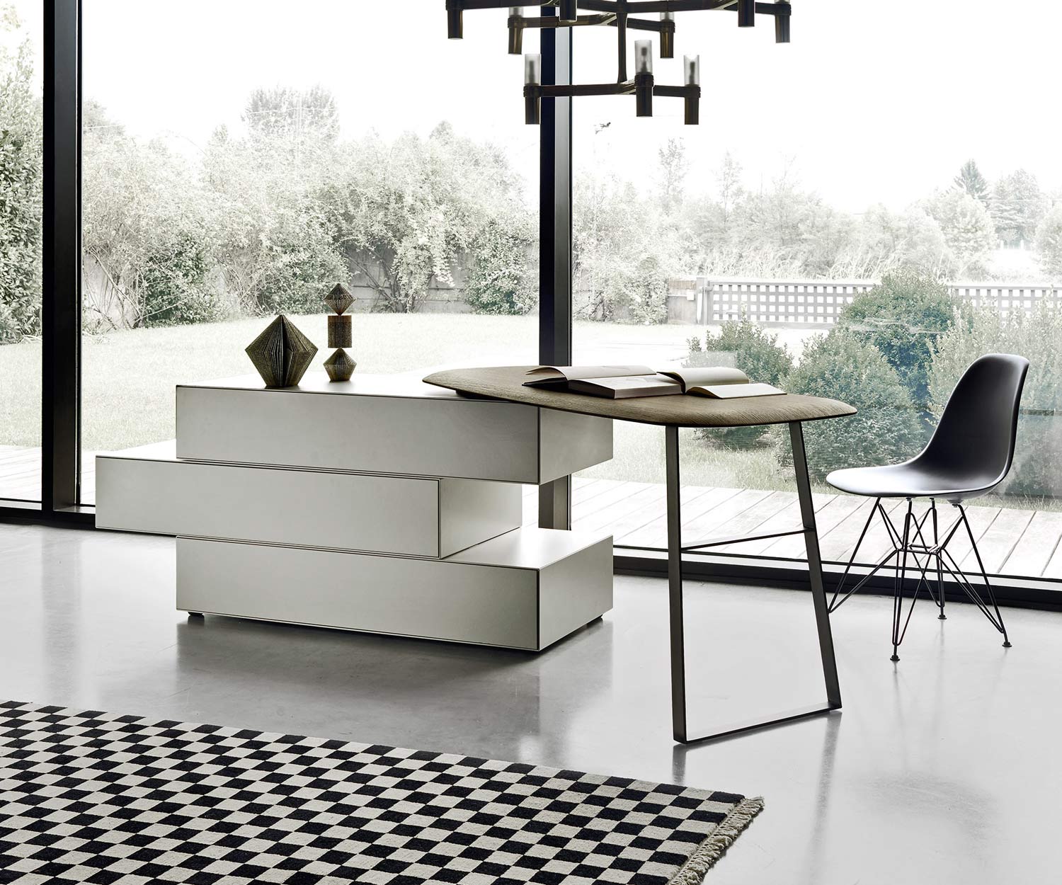 Esclusivo Livitalia Cassettiera di design Ecletto con toletta in grigio chiaro opaco Esclusivo Livitalia Cassettiera di design Ecletto con toletta in grigio chiaro opaco