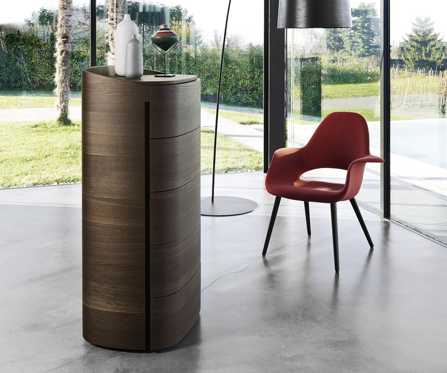 Esclusivo Livitalia Design Cassettiera alta Round in rovere marrone Esclusivo Livitalia Design Cassettiera alta Round in rovere marrone
