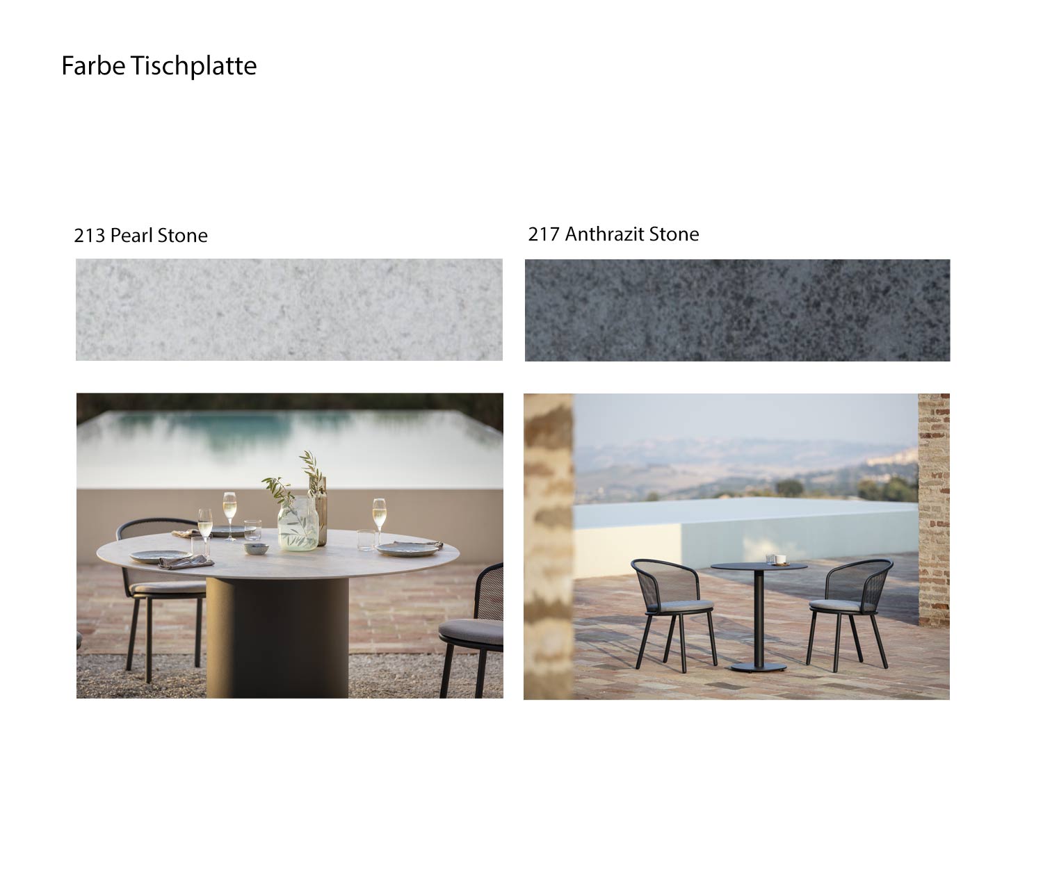 Colore piano in ceramica tavolo da pranzo di design Branta stone bianco antracite