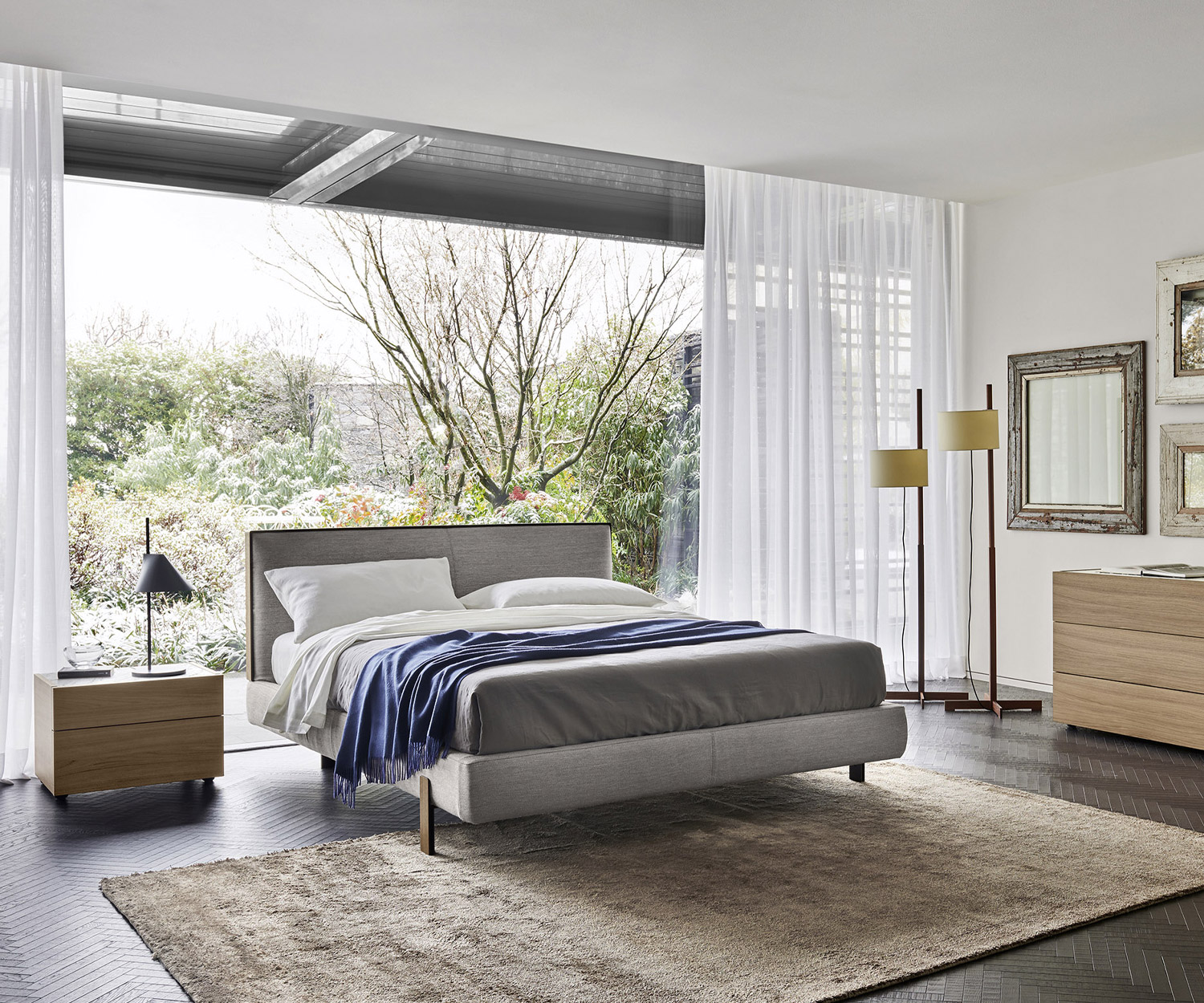 Esclusivo Livitalia Design del letto Rivestimento in tessuto della camera da letto grigia