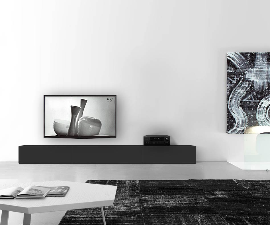 /Basamento basso di design L300 H35 nero opaco /Basamento basso di design L300 H35 nero opaco