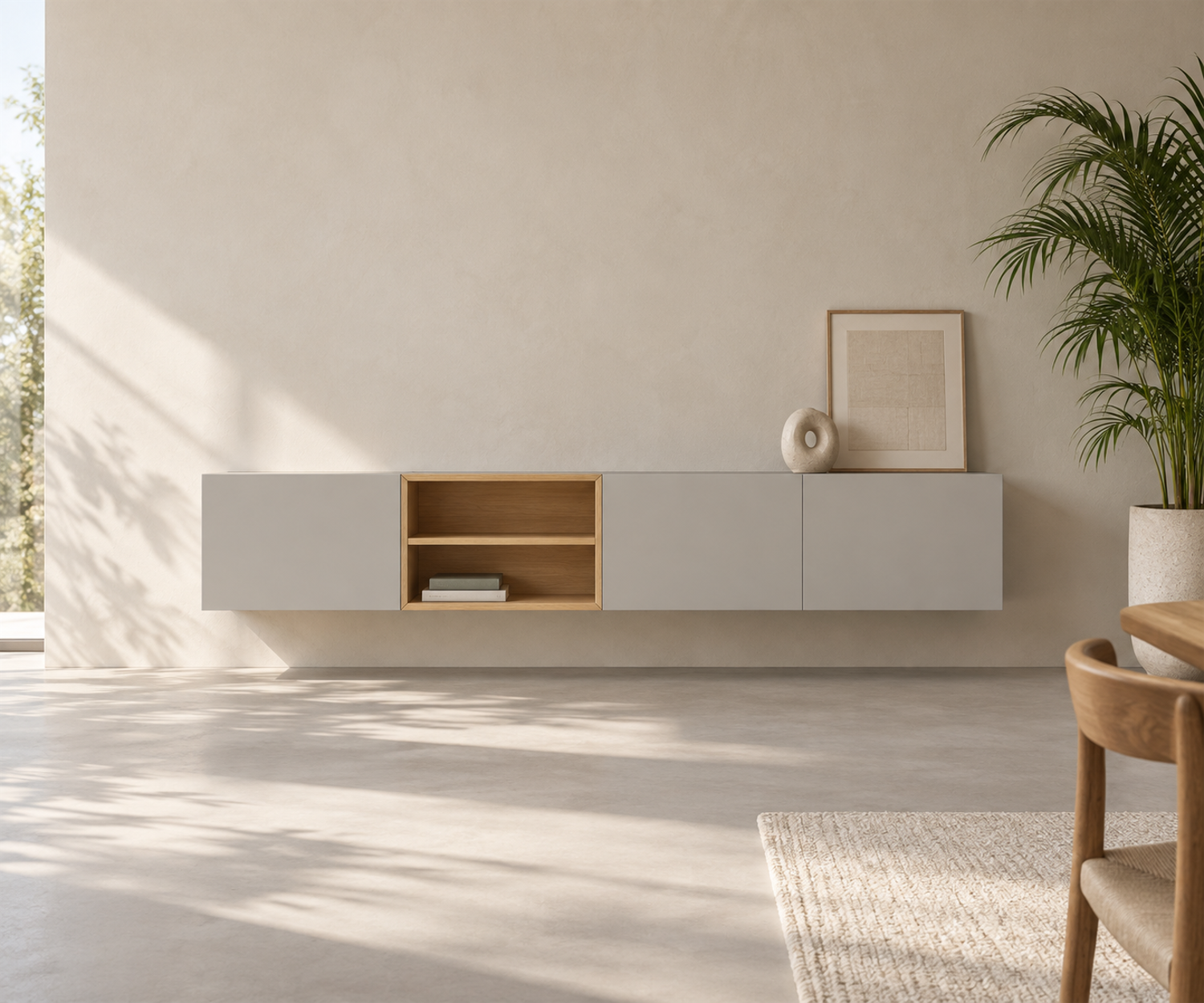Livitalia Box 18 Madia sospesa 240 cm – Grigio chiaro opaco + Rovere chiaro Livitalia Box 18 Madia sospesa 240 cm – Grigio chiaro opaco + Rovere chiaro