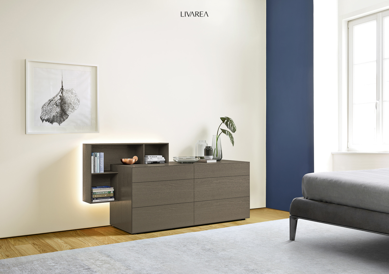 Esclusiva cassettiera con scaffali aperti e illuminazione Cassetti della camera da letto Spazio di archiviazione Esclusiva cassettiera con scaffali aperti e illuminazione Cassetti della camera da letto Spazio di archiviazione