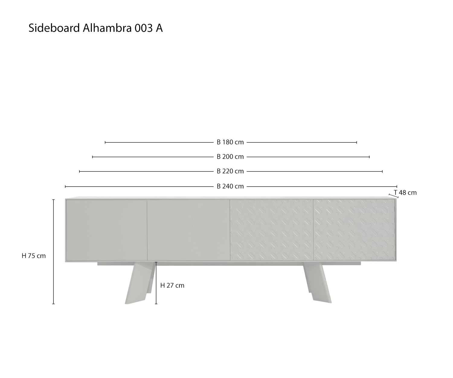 Schizzo Dimensioni Dimensioni Varianti di al2 Credenza di design Alhambra 003