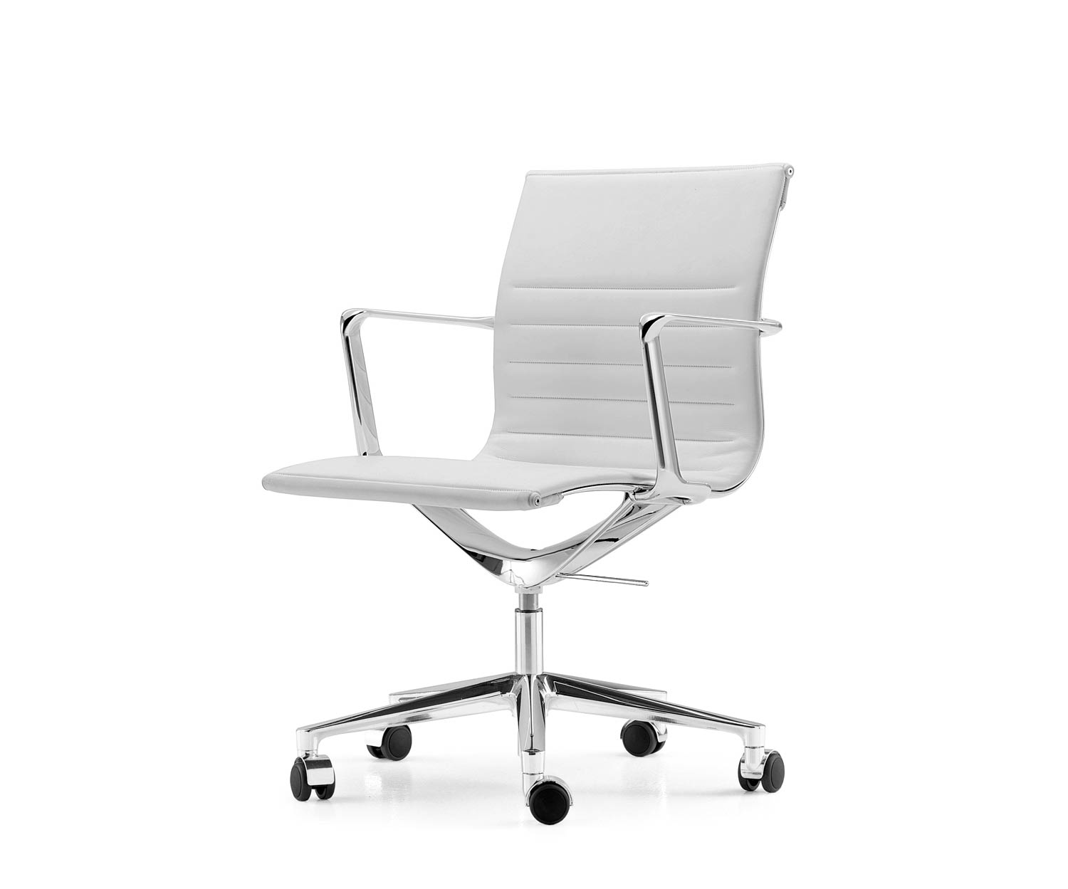 ICF Una Chair Managment sedia da ufficio design sedia girevole 5 bracci con rotelle H42 cm con pelle pelle bianca 915 ICF Una Chair Managment sedia da ufficio design sedia girevole 5 bracci con rotelle H42 cm con pelle pelle bianca 915