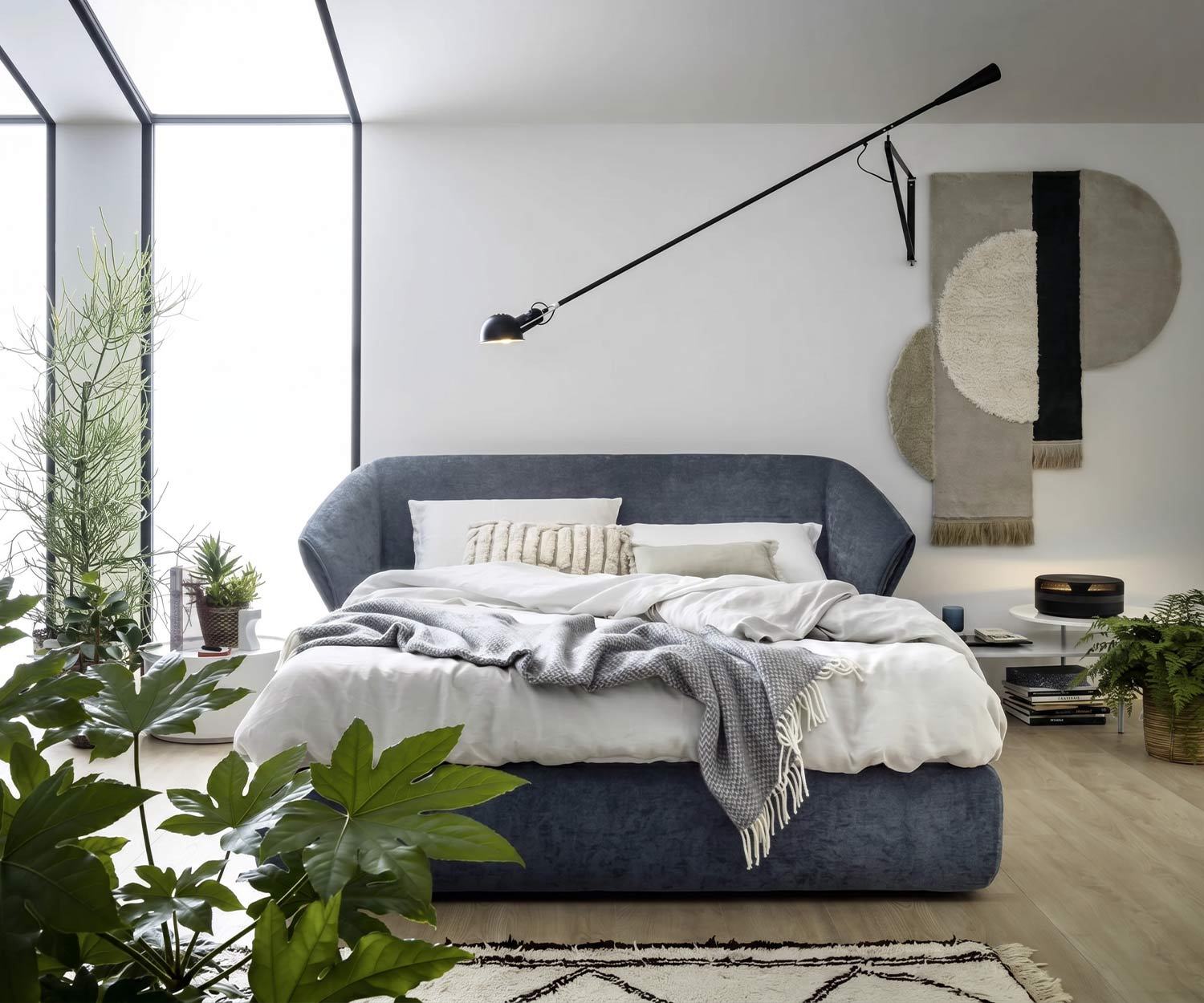 Esclusivo Novamobili Letto imbottito Nascondi tessuto grigio in camera da letto Esclusivo Novamobili Letto imbottito Nascondi tessuto grigio in camera da letto
